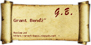 Grant Benő névjegykártya